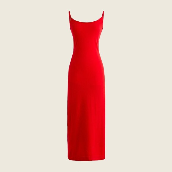 NWT J.Crew Featherweight Cashmere Blend Long Slip Dress in Holiday Red M - Picture 1 of 9